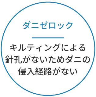 ダニゼロック　キルティングによる針孔がないためダニの侵入経路が無い